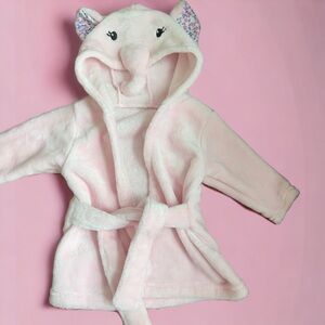 Little Treasure Infant Baby Girl Plush Pink Elephant Animal Face Bathrobe 0-9m